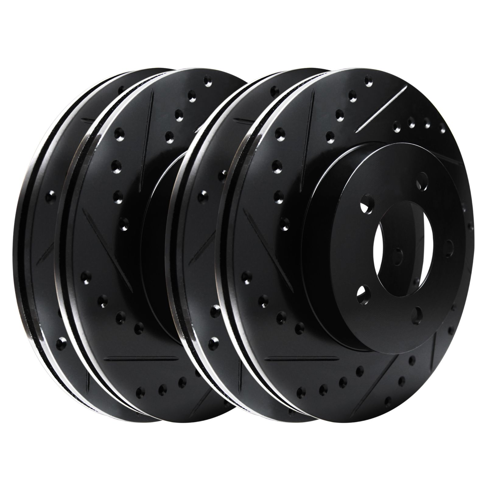 Ceramic Pads C1172 FRONT+REAR KIT Black Hart *DRILLED /& SLOTTED* Brake Rotors